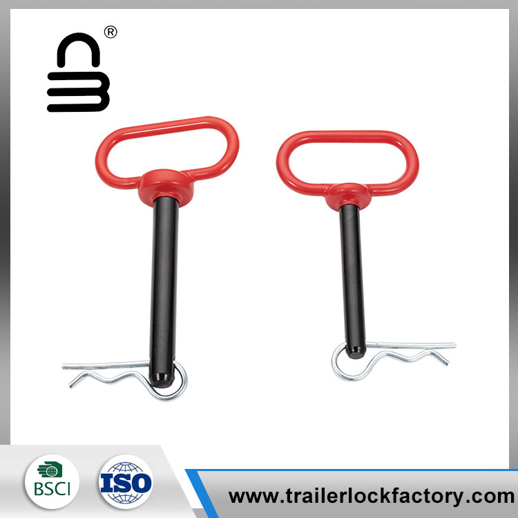 Tractor Red Handle Hitch Pin na may Grip Clip Pin