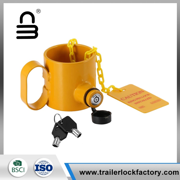 Wheel lock solid steel trailer king pin lock